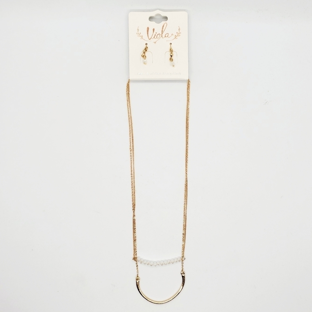 Viola Gold Layered Adjustable Chain Necklace & Earring Set